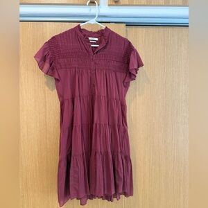 Isabel Marant Etoile Burgundy Tiered Dress